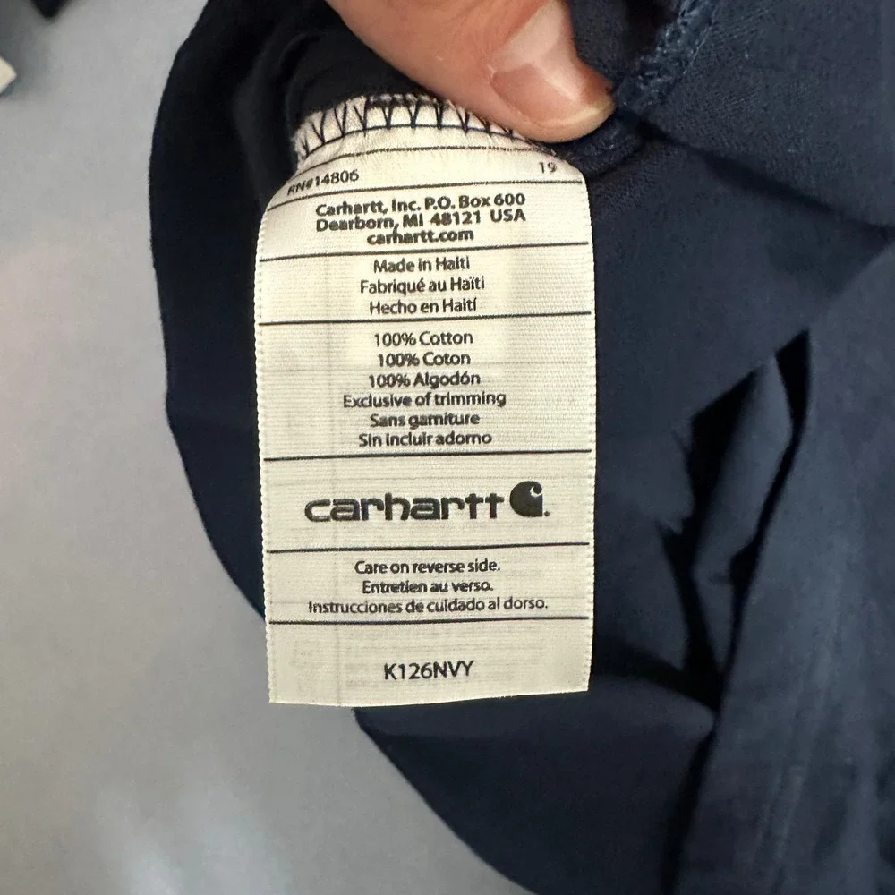 Carhartt Long Sleeve Workwear Pocket T Shirt K126NVY Navy Blue Mens XL NWT - Picture 13 of 16